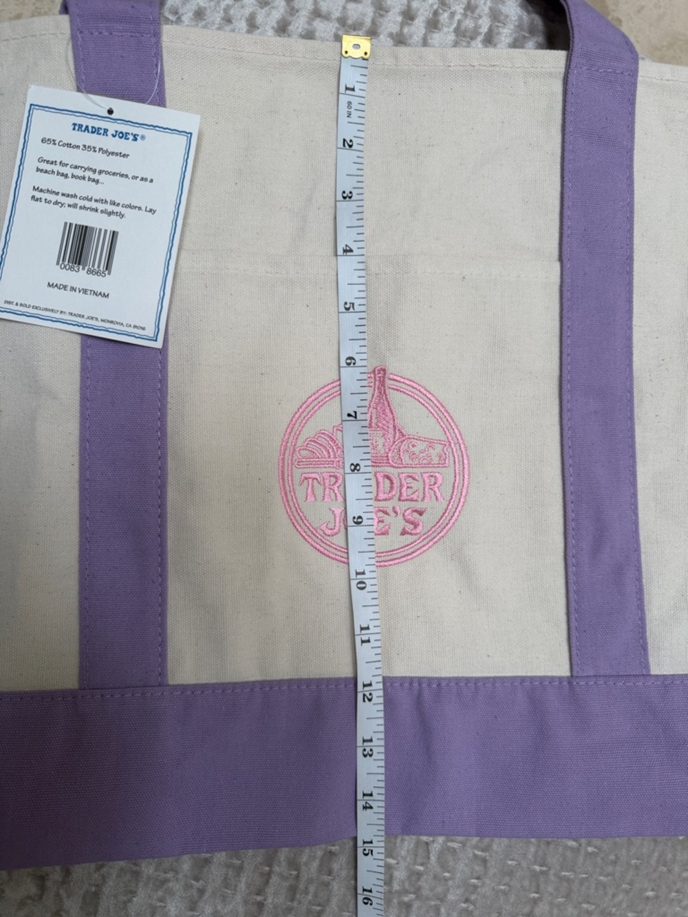 NWT Trader Joe’s Lavender Tote - Picture 6 of 7